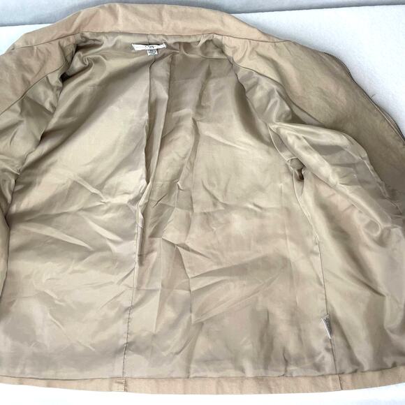 Studio Works Petite Lined Khaki Tan Zip Up Light Coat Jacket Women's Size PL - Picture 4 of 11